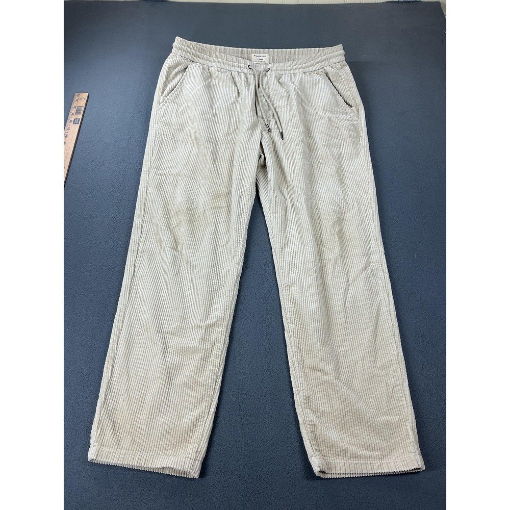 Marine Layer Pants Mens 34x32 Beige Slim Fit Corduroy Sweatpants Drawstring